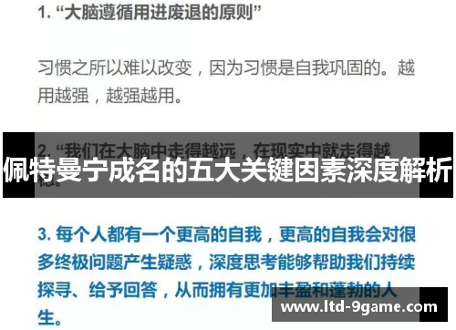 佩特曼宁成名的五大关键因素深度解析